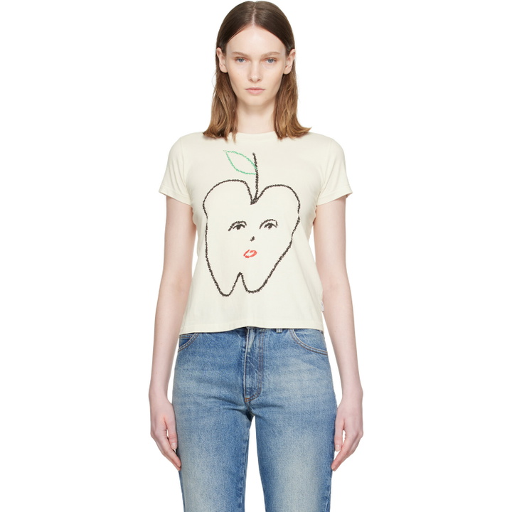 Photo: MM6 Maison Margiela Beige Apple Cropped T-shirt