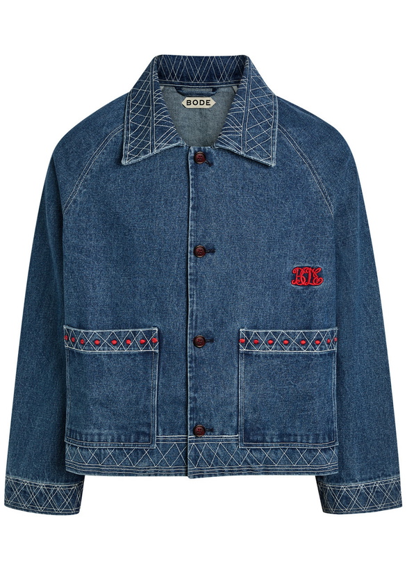 Photo: Bode Embroidered Denim Jacket Indigo