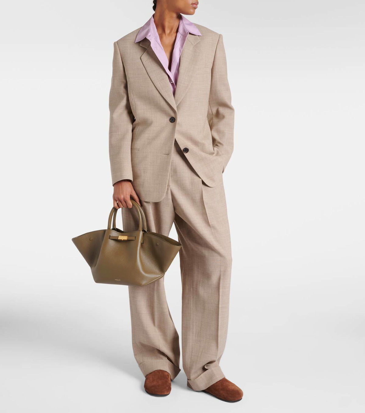 DeMellier New York Midi grained leather tote bag DeMellier