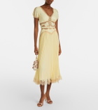Self-Portrait Lace-trimmed pleated midi dress