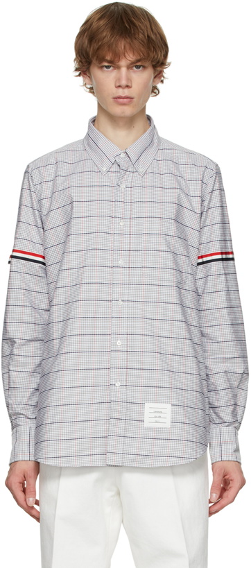 Photo: Thom Browne Grey Check Oxford Grosgrain Armband Shirt