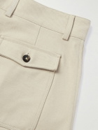 De Bonne Facture - Straight-Leg Pleated Cotton-Drill Shorts - Neutrals