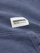 Neighborhood - Distressed Logo-Appliquéd Cotton-Jersey Hoodie - Blue