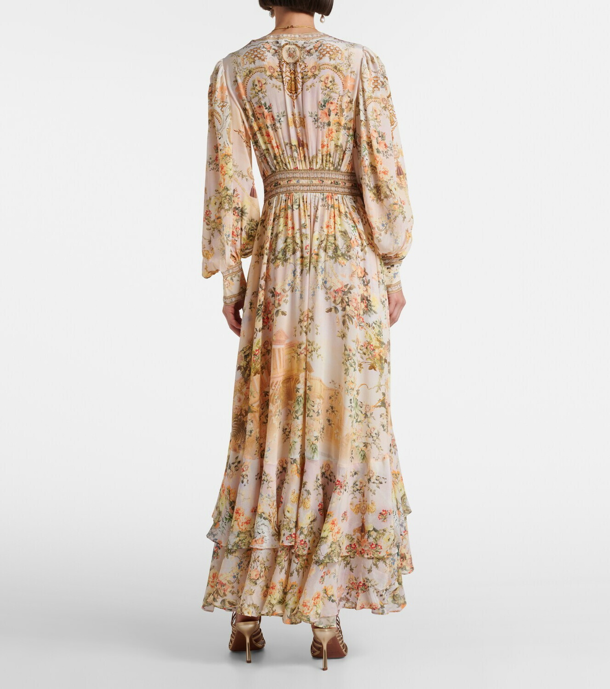 Camilla Embellished floral silk crêpe maxi dress