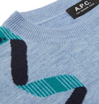 A.P.C. - Logo-Intarsia Mélange Merino Wool Sweater - Men - Blue