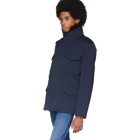 Yves Salomon Navy Down Gabardine Coat