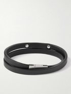 SAINT LAURENT - Leather and Silver-Tone Wrap Bracelet - Black