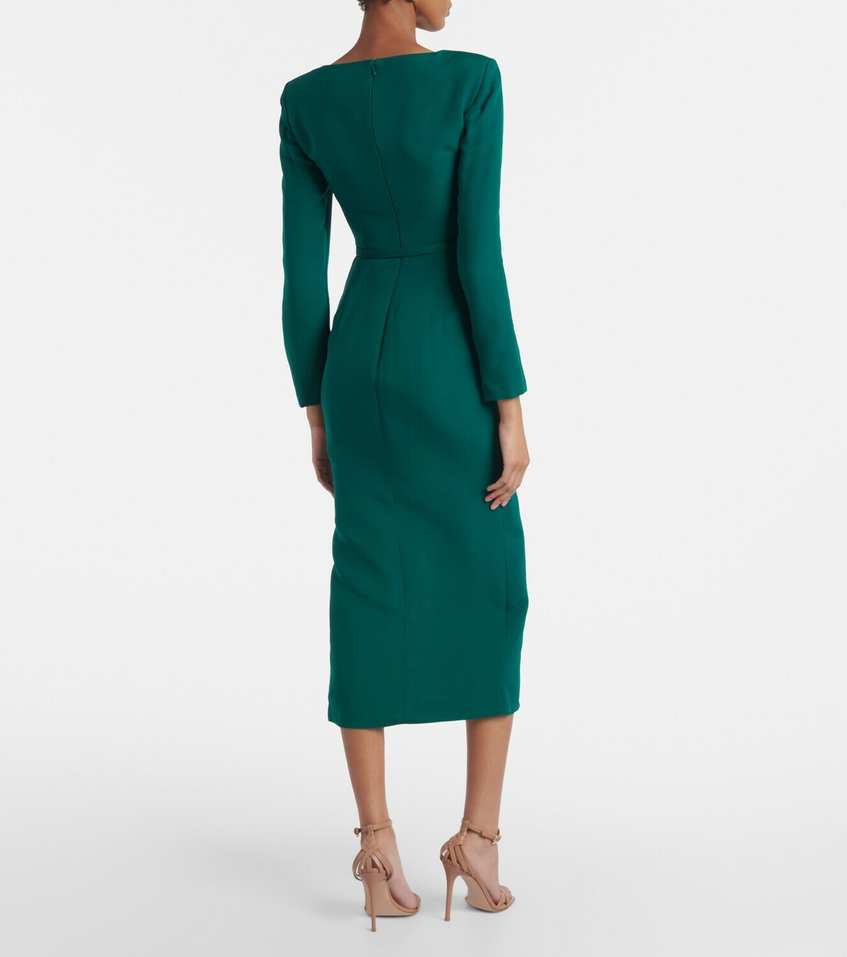 Roland Mouret Belted wool and silk midi dress