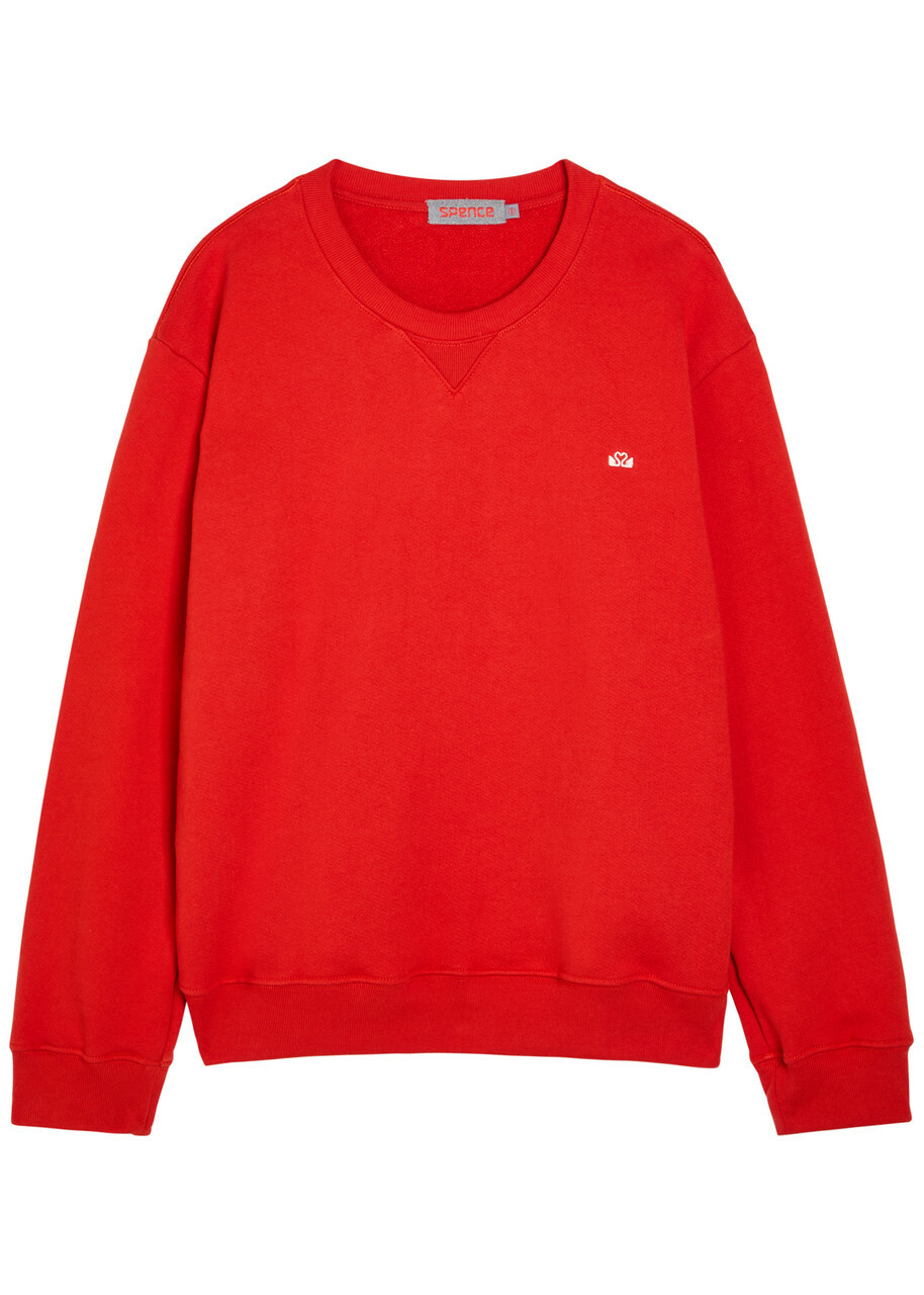 Spence Logo-embroidered Cotton Sweatshirt Red