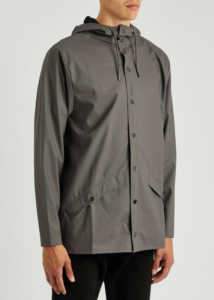 Rains Short Matte Rubberised Raincoat Grey