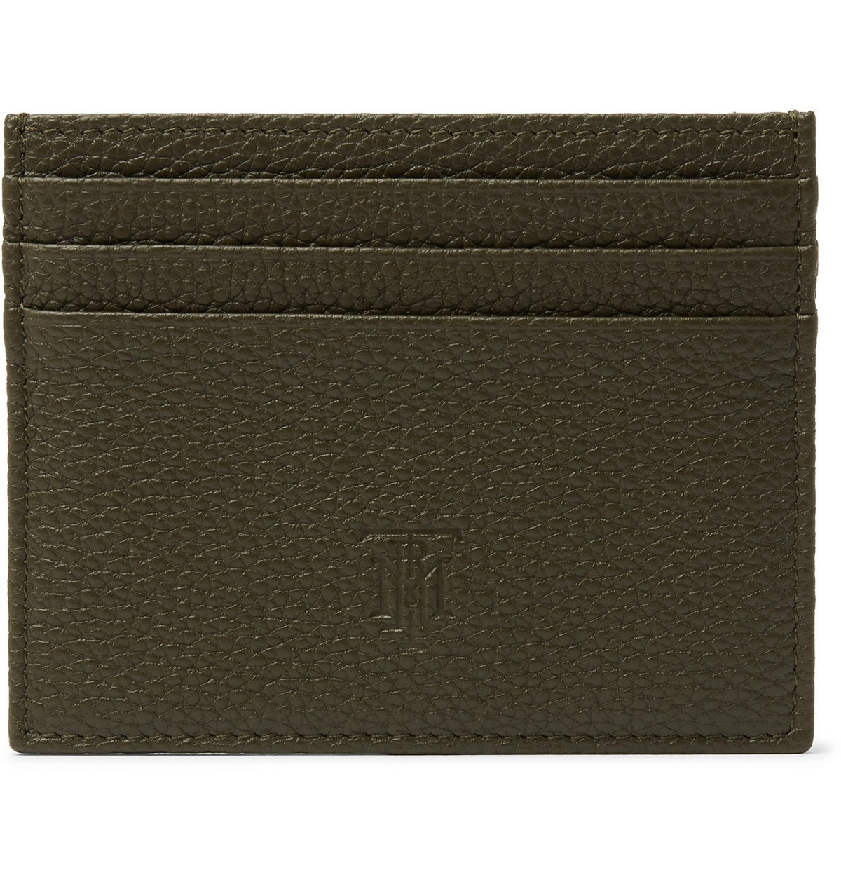 MONTROI - Logo-Debossed Full-Grain Leather Cardholder - Green