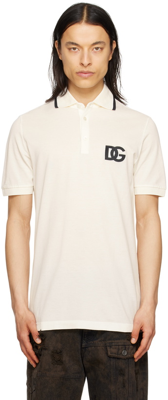 Photo: Dolce & Gabbana White Embroidered Polo