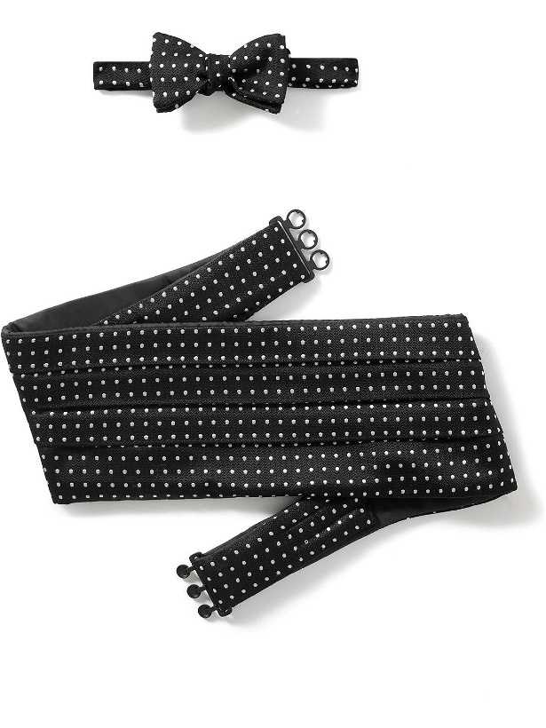 Photo: Favourbrook - Polka-Dot Silk-Jacquard Self-Tie Bow Tie and Cummerbund Set