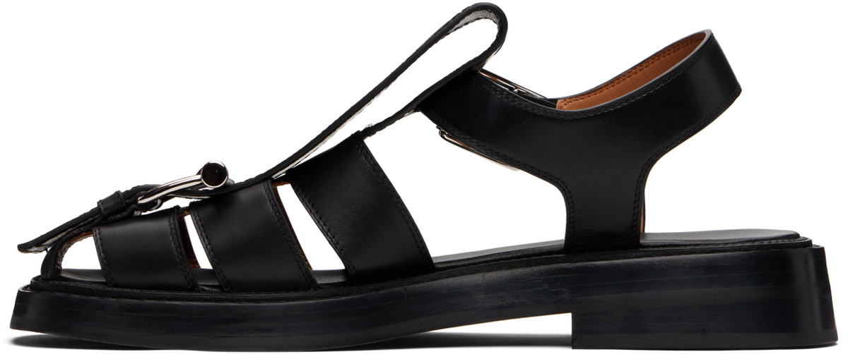 McQueen Black T-Bar Caged Sandals