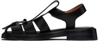 McQueen Black T-Bar Caged Sandals