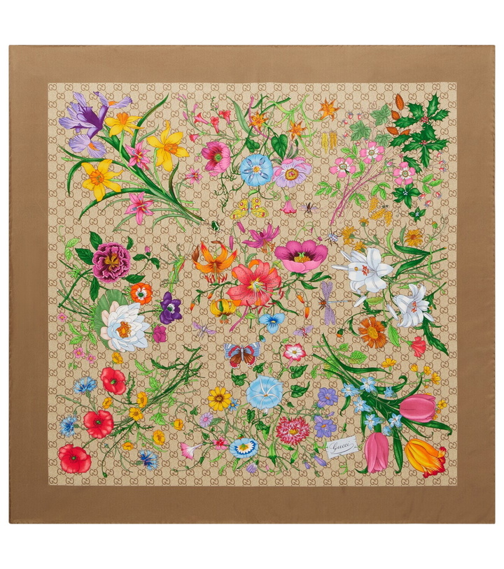 Photo: Gucci GG floral silk twill scarf