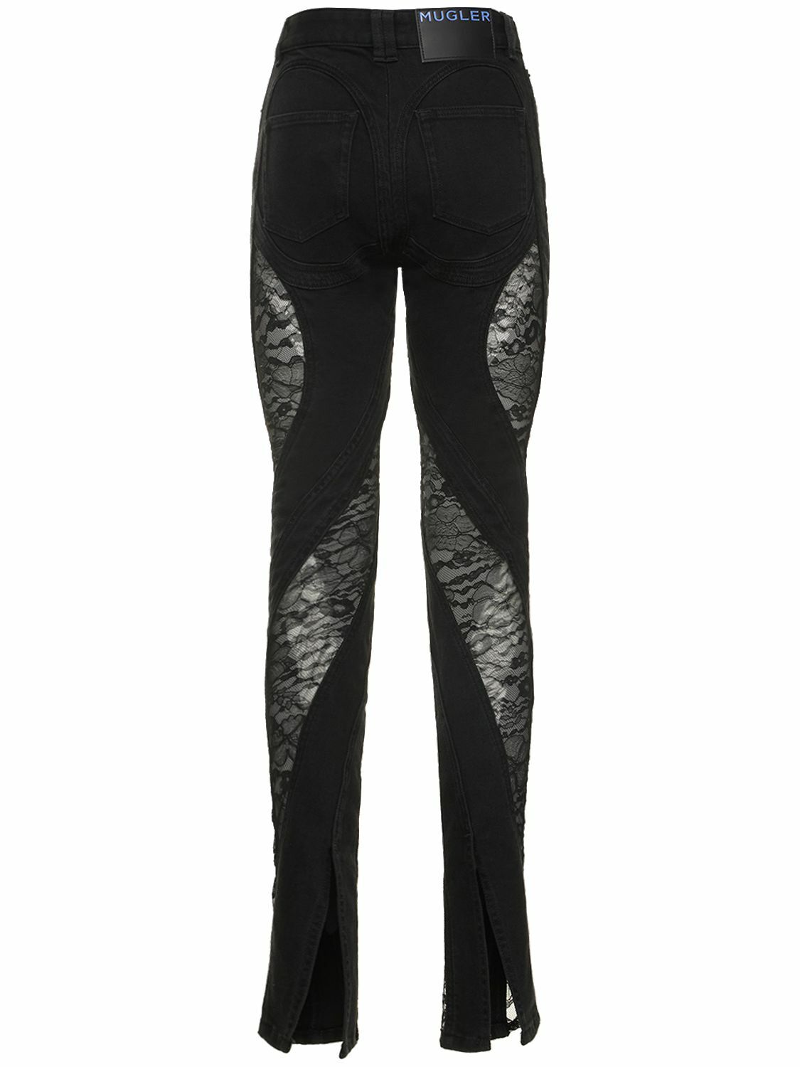 MUGLER - Denim & Lace Inserts Skinny Jeans Mugler