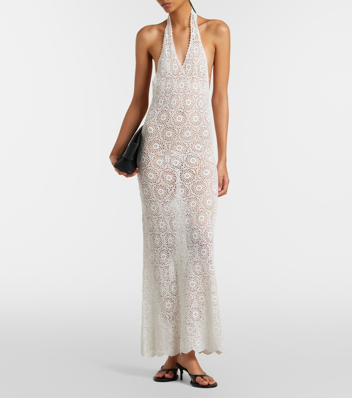 Nili Lotan Eddie crochet halterneck cotton maxi dress