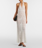 Nili Lotan Eddie crochet halterneck cotton maxi dress