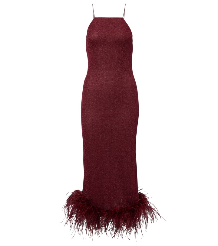 Photo: Oséree Lumière feather-trimmed midi dress