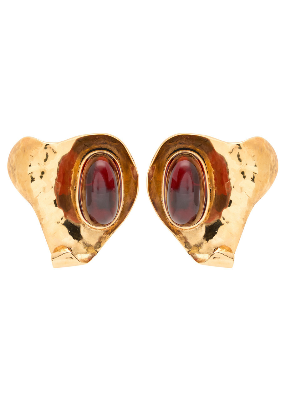 Saint Laurent Petal Sculpted Clip-on Drop Earrings - Gold - One Size