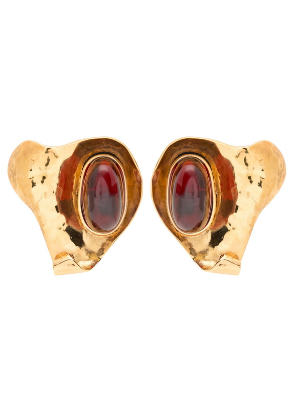 Photo: Saint Laurent Petal Sculpted Clip-on Drop Earrings - Gold - One Size