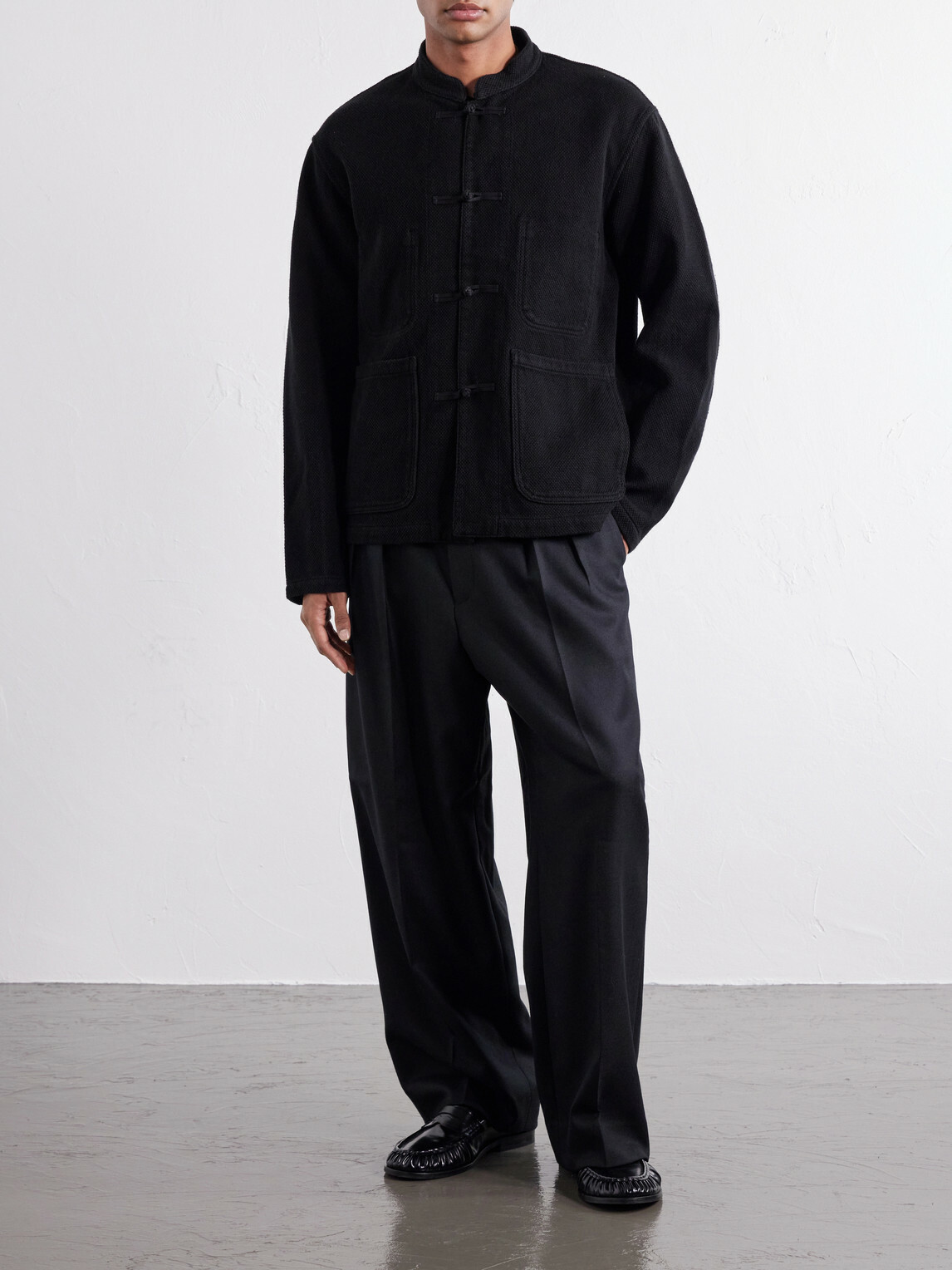 Blue Blue Japan - Mandarin-Collar Cotton-Sashiko Jacket - Black