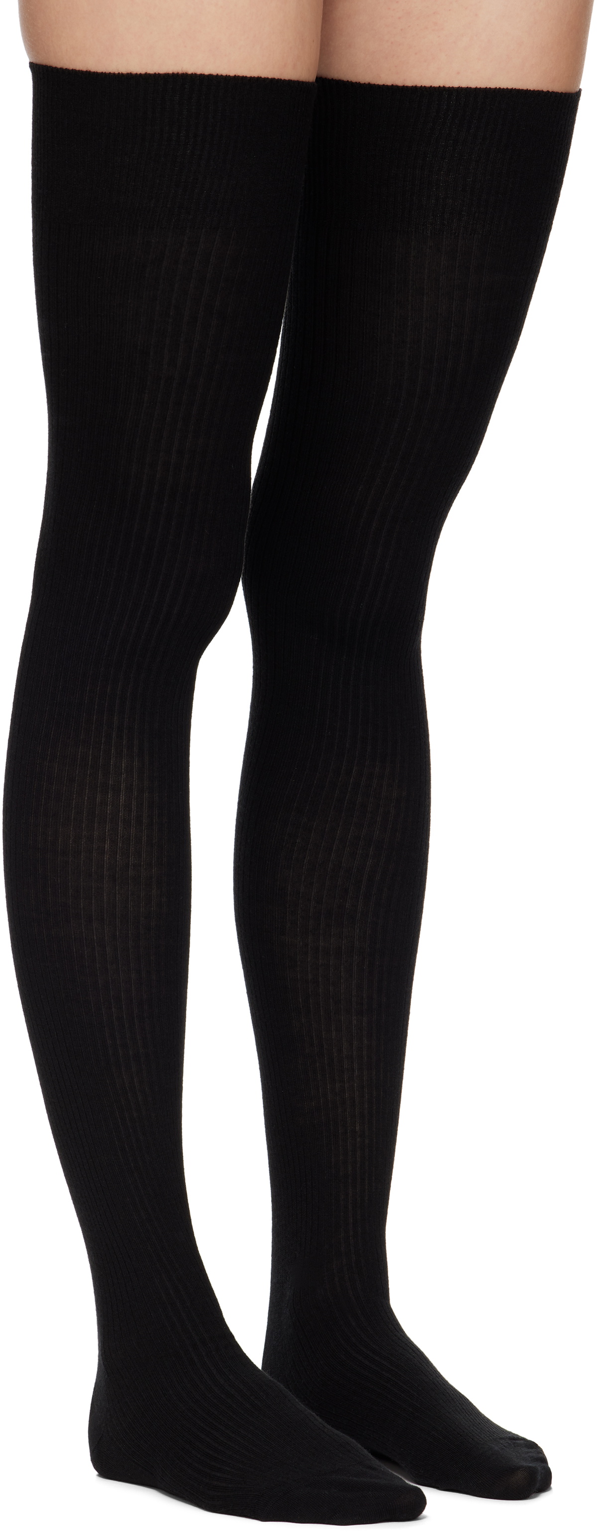 CDLP Black Over Knee Wool Rib Socks