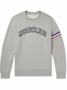Moncler - Logo-Print Striped Cotton-Jersey Sweatshirt - Gray