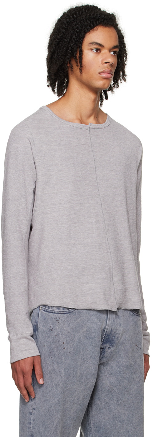 NVRFRGT Gray Asymmetric Long Sleeve T-Shirt