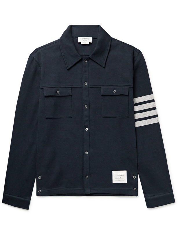 Photo: Thom Browne - Striped Cotton-Jersey Shirt Jacket - Blue