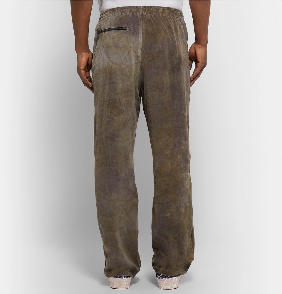 Needles - Logo-Embroidered Tie-Dyed Cotton-Blend Velour Trackpants