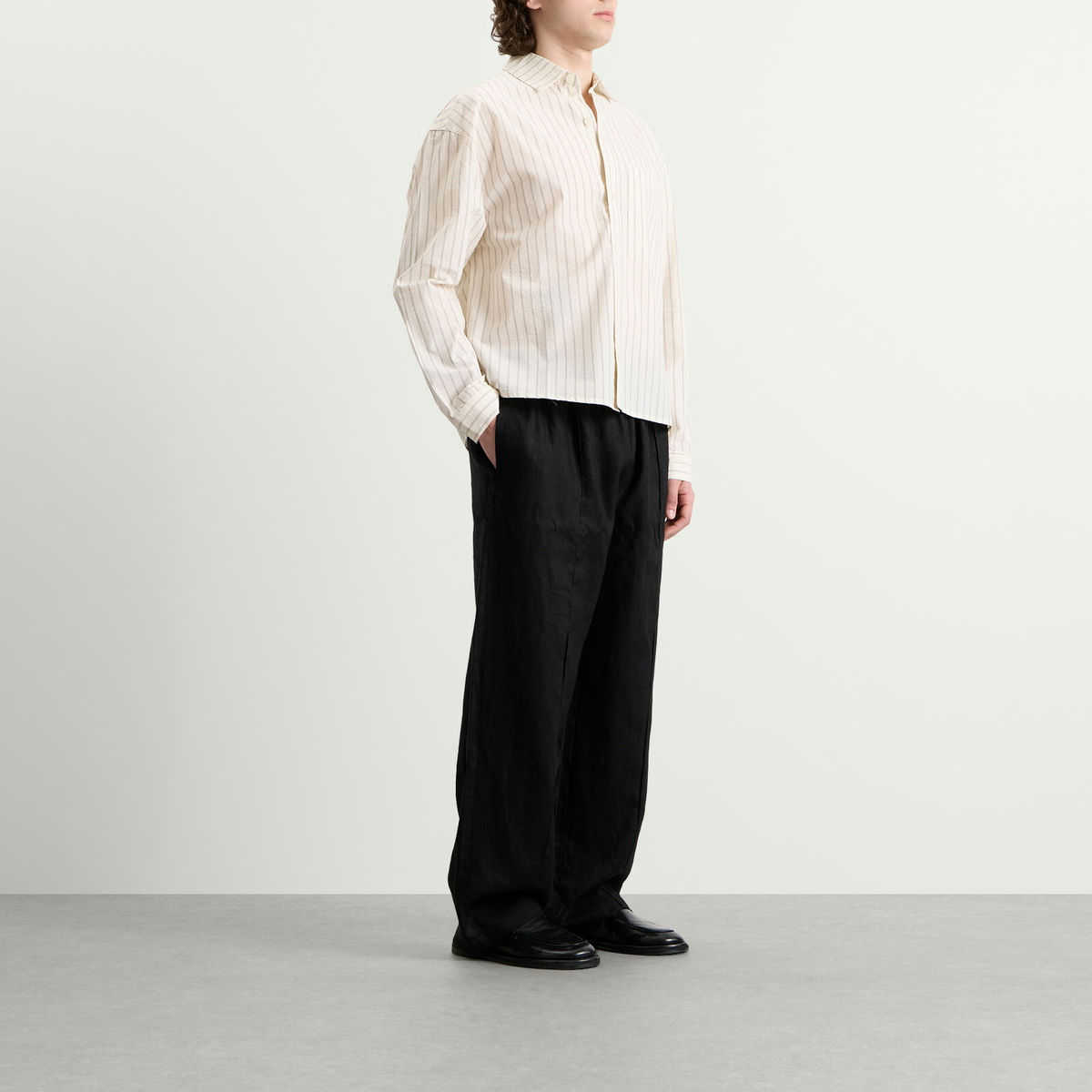 MKI Men's Linen Wide Leg Pants in Black
