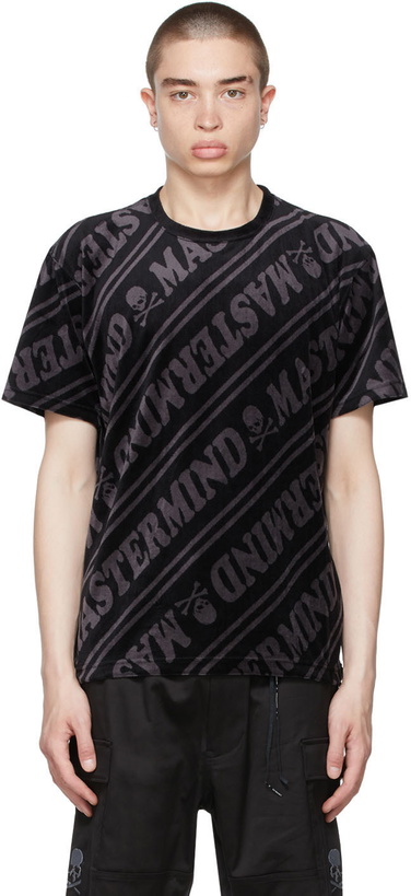 Photo: mastermind WORLD Black & Grey Velour Diagonal T-Shirt