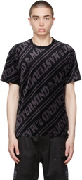 mastermind WORLD Black & Grey Velour Diagonal T-Shirt