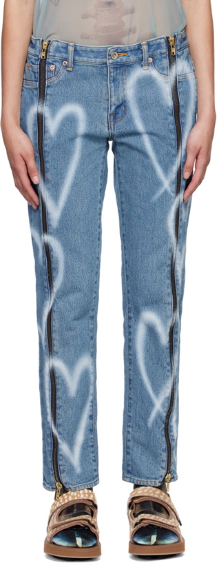 Photo: Doublet Blue Zip-Up Jeans
