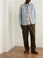 Mr P. - Garment-Dyed Cotton and Linen-Blend Twill Overshirt - Blue