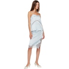 R2W Blue Milena Silk Lace Midi Skirt