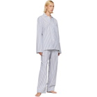Tekla Blue & White Poplin Long-Sleeved Pyjama Shirt