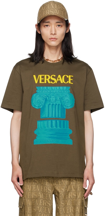 Photo: Versace Khaki 'La Colonna' T-Shirt