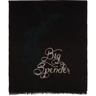 Paul Smith by Mark Mahoney Black Wool Embroidered Panther Scarf