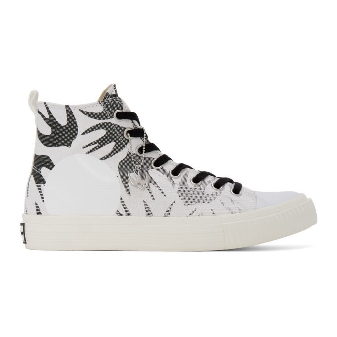 Photo: McQ Alexander McQueen White and Black Plimsoll High Top Sneakers