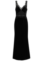 Never Fully Dressed Lace-embellished Velvet Midi Dress Black