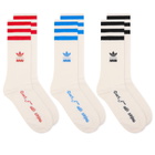 Adidas Women's by Avavav Socks - 3 Pack in White/Black/Scarlet/Bluebird