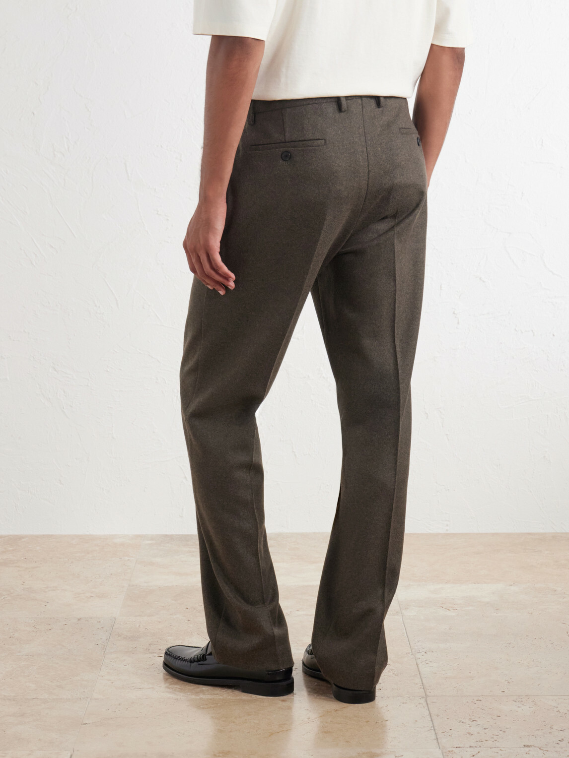 Sunspel - Straight-Leg Wool Brushed Trousers - Green