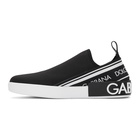 Dolce and Gabbana Black and White Portofino Slip-On Sneakers