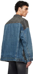 R13 Blue & Black Lacey Denim Trucker Jacket