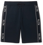 Valentino - Logo-Jacquard Stretch-Knit Shorts - Navy