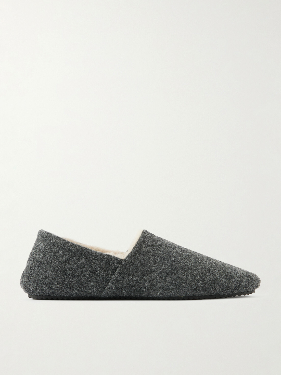 Mr P. - Shearling-Lined Woven Slippers - Gray