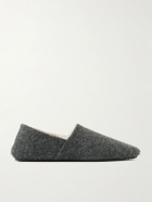 Mr P. - Shearling-Lined Woven Slippers - Gray